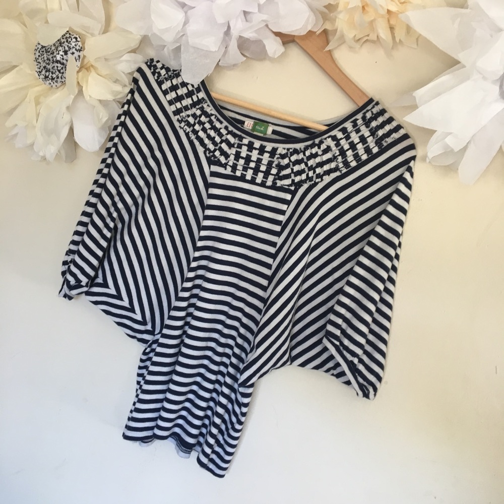 Anthro | Ett Twa | Navy Stripe Dolman Sleeve Top